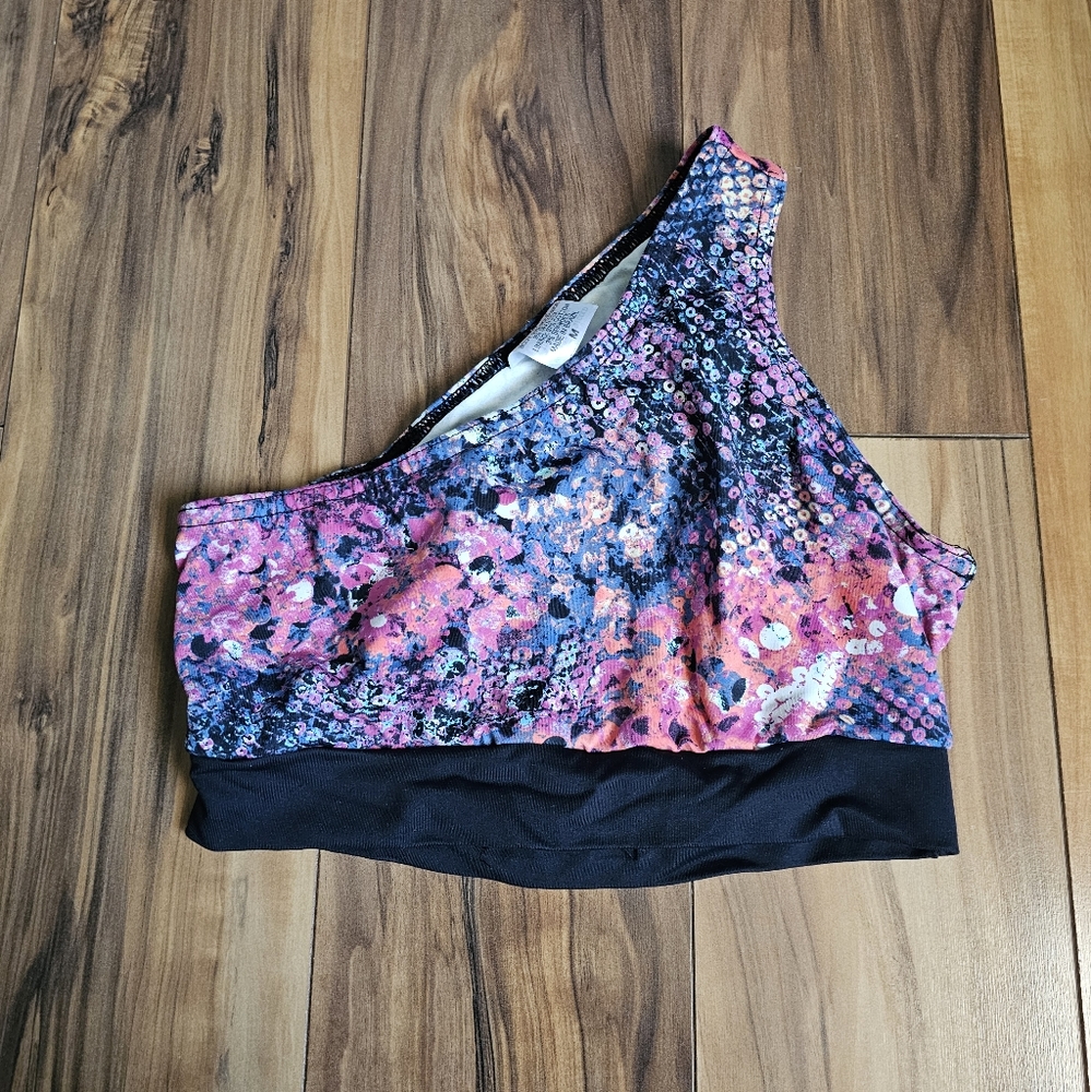 Grata Design One Shoulder Top, Pole, Aerial Fitness-Floral Medium